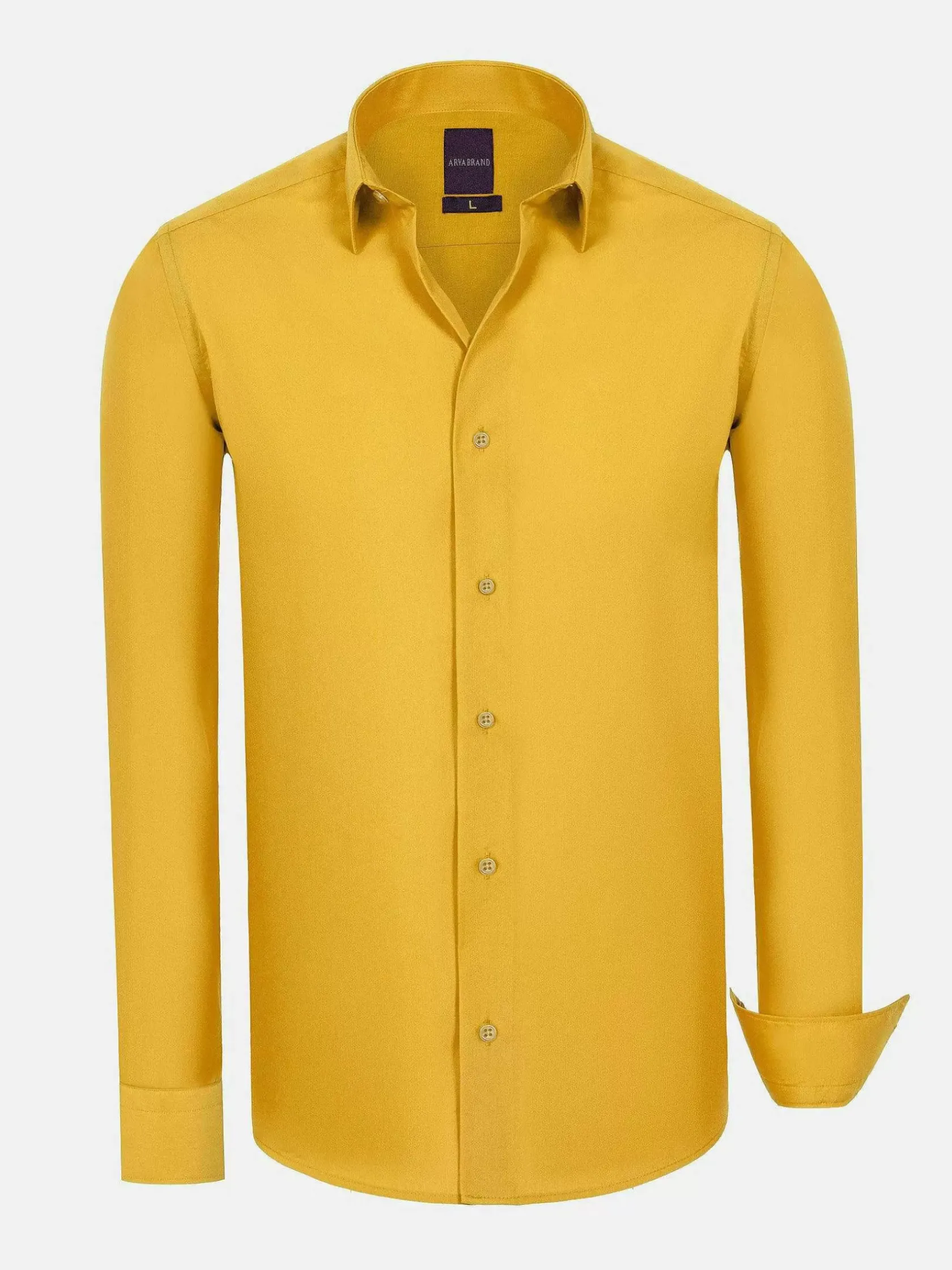 Wam Denim Overhemd Lange Mouwen|Leira Solid Yellow Overhemd Lange Mouw
