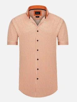 Wam Denim Overhemd Korte Mouwen|Levi Tailored Fit Orange Overhemd Korte Mouw