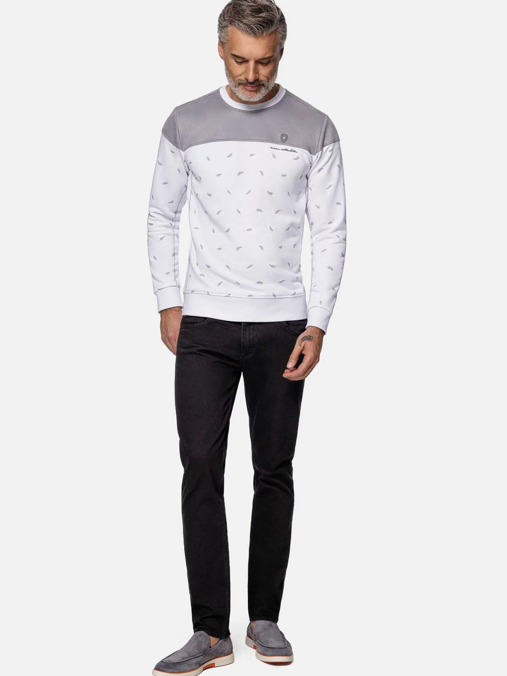 Wam Denim Sweaters|Mariner Ground Floral White Grey Sweater
