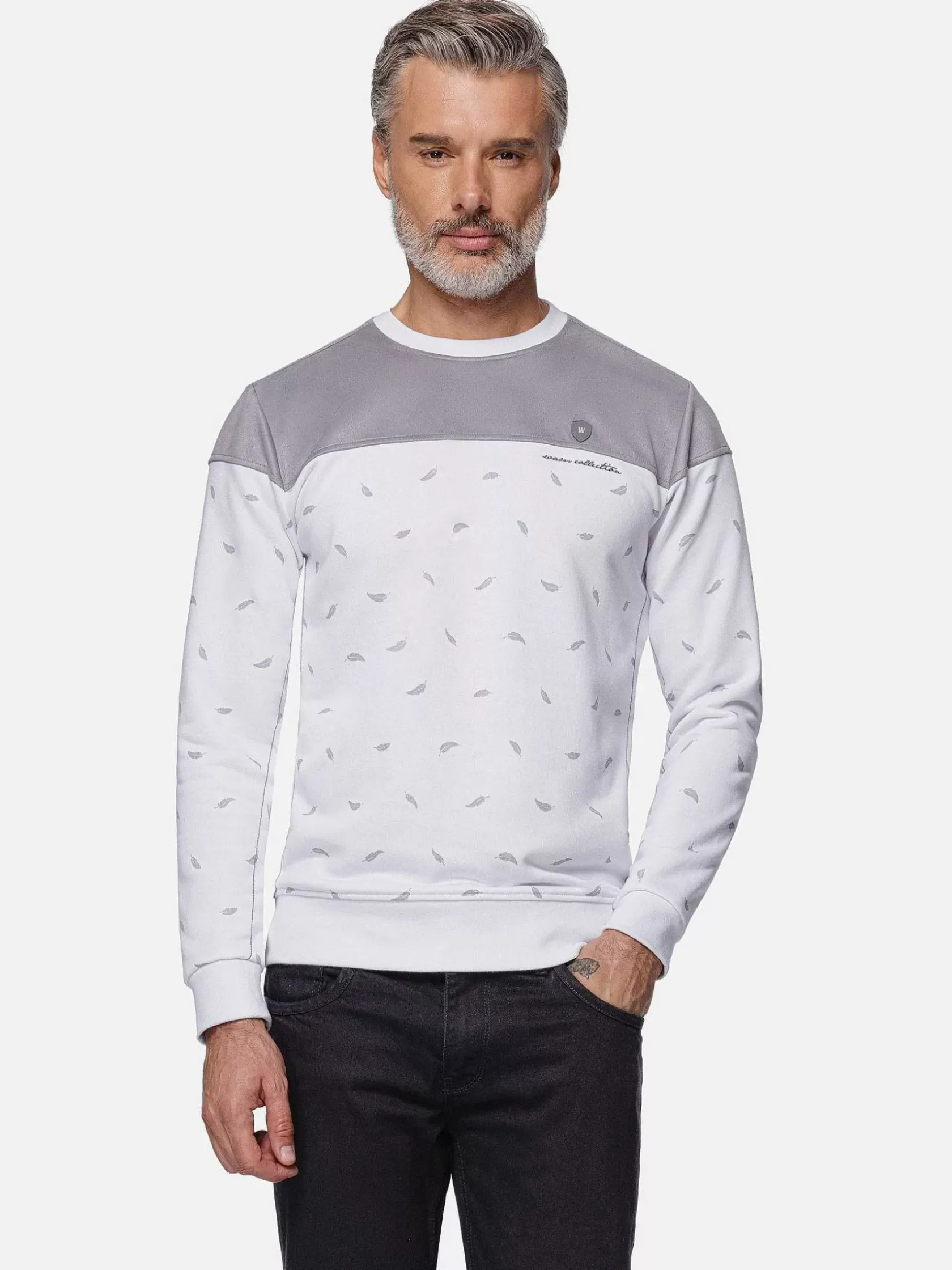 Wam Denim Sweaters|Mariner Ground Floral White Grey Sweater