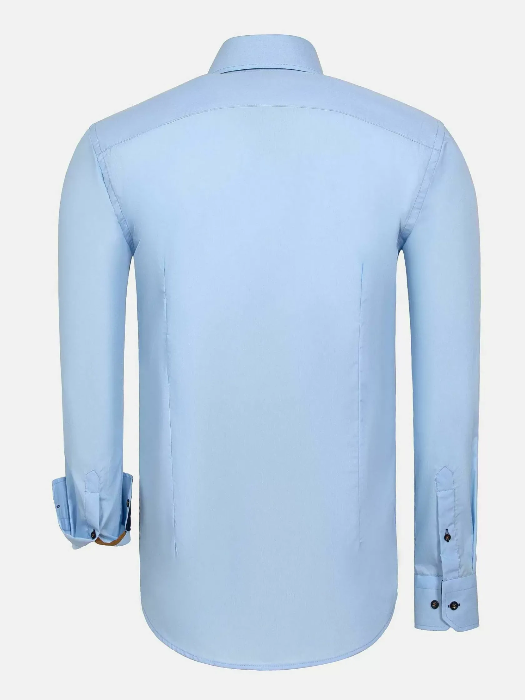 Wam Denim Overhemd Lange Mouwen|Metz Solid Blue Overhemd Lange Mouw