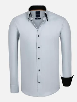 Wam Denim Overhemd Lange Mouwen|Metz Solid Grey Overhemd Lange Mouw