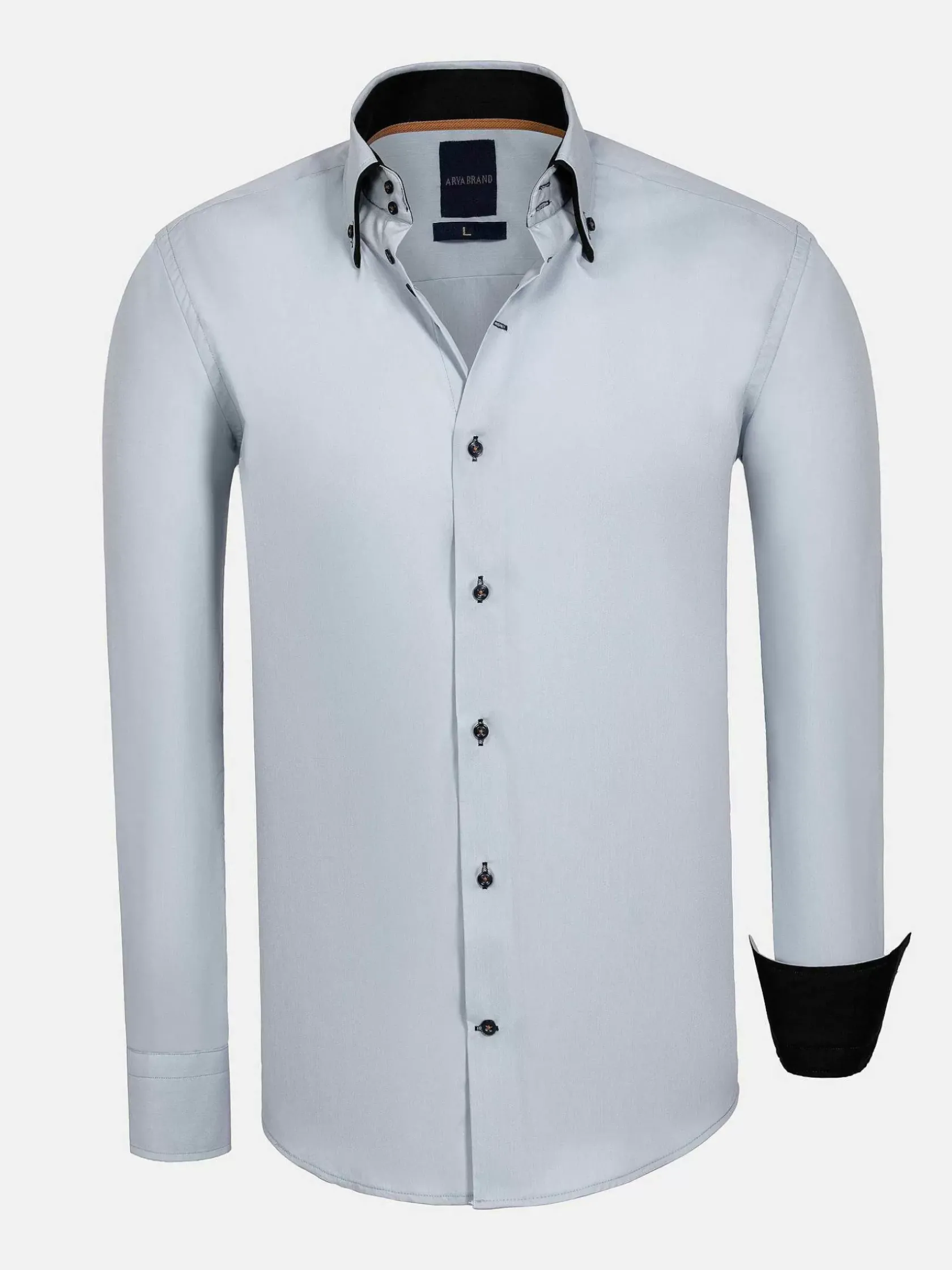Wam Denim Overhemd Lange Mouwen|Metz Solid Grey Overhemd Lange Mouw