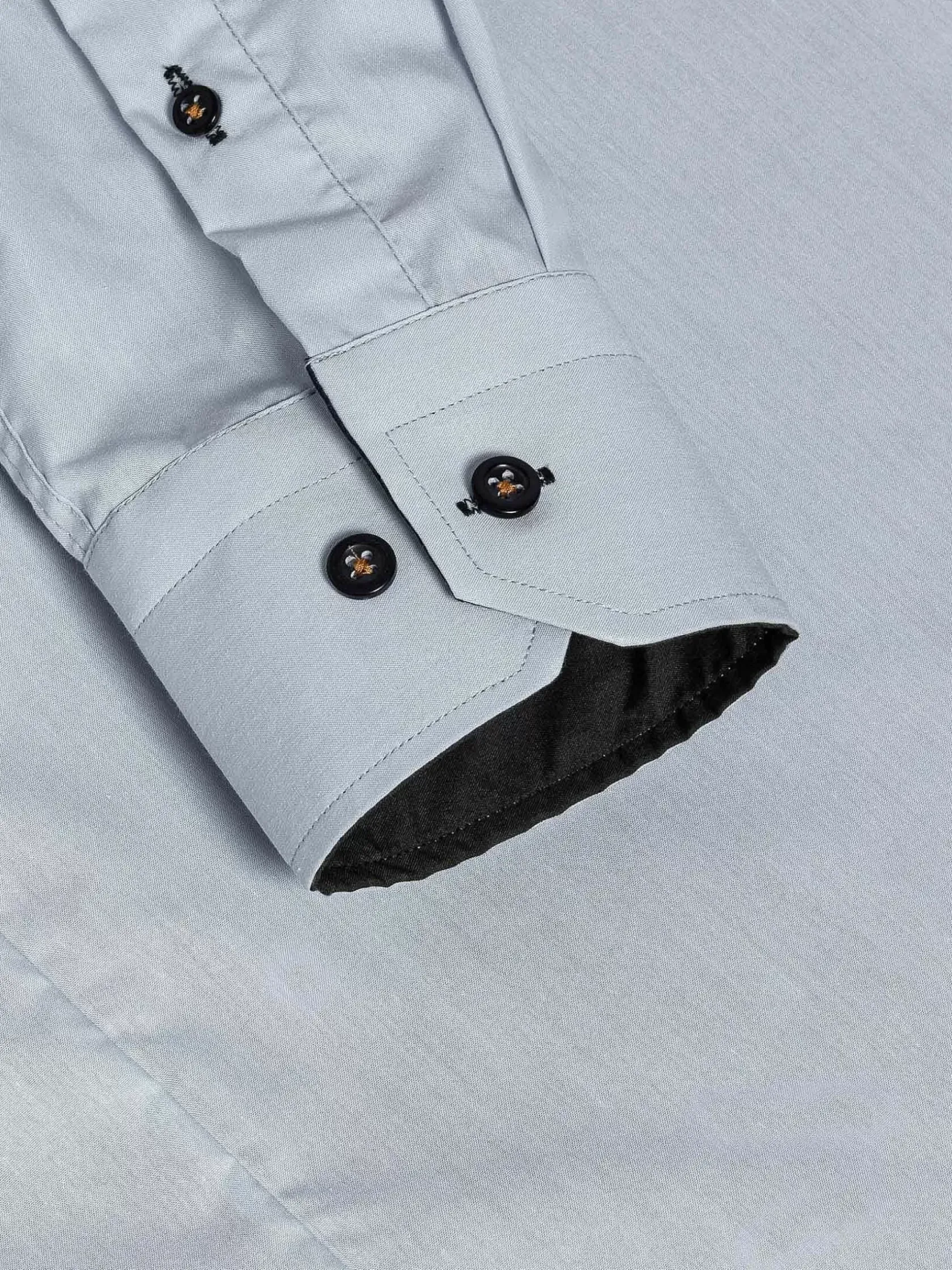 Wam Denim Overhemd Lange Mouwen|Metz Solid Grey Overhemd Lange Mouw