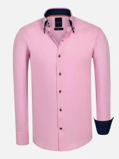 Wam Denim Overhemd Lange Mouwen|Metz Solid Pink Overhemd Lange Mouw