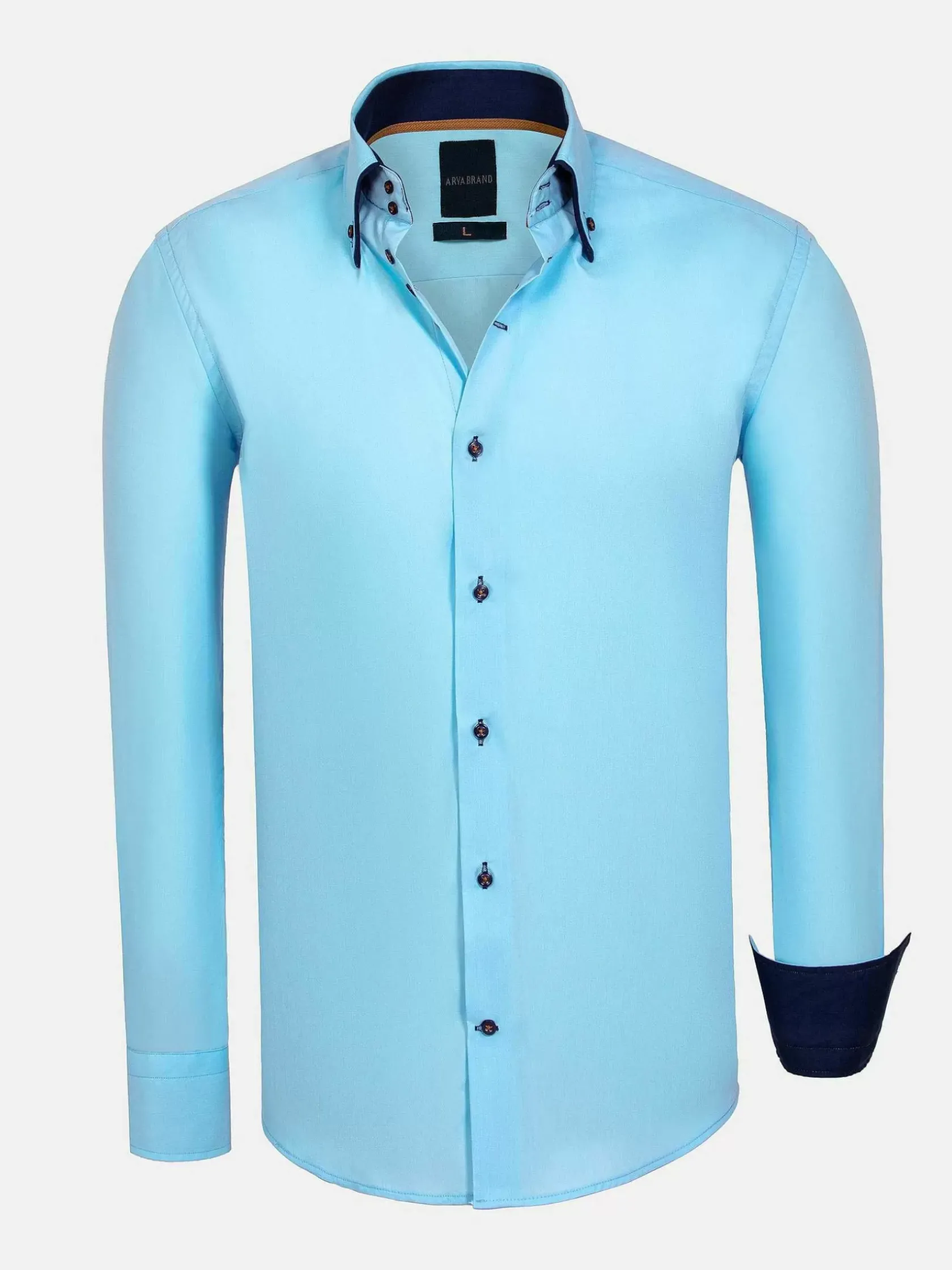 Wam Denim Overhemd Lange Mouwen|Metz Solid Turquoise Overhemd Lange Mouw