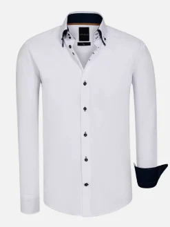 Wam Denim Overhemd Lange Mouwen|Metz Solid White Overhemd Lange Mouw