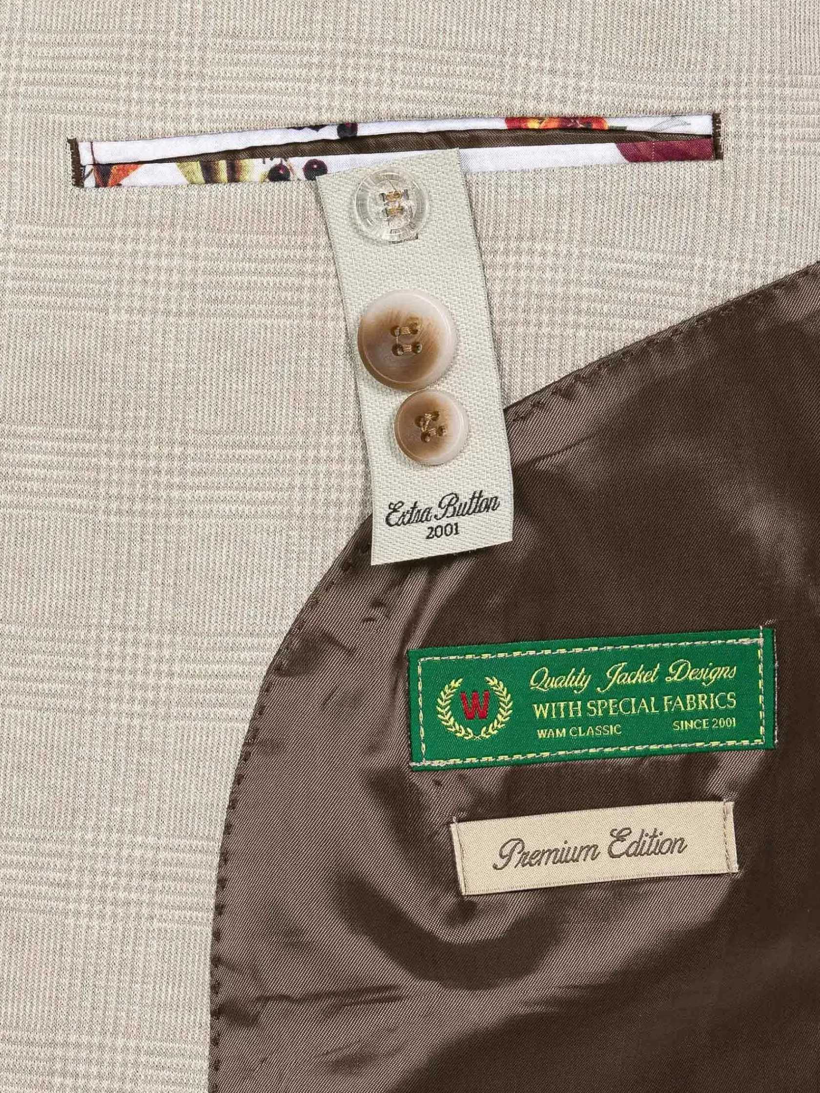 Wam Denim Colberts|Mustaine Glen Plaid Pattern Beige Colbert