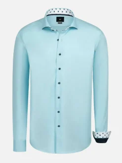 Wam Denim Overhemd Lange Mouwen|Mykonos Solid Light Turquoise Overhemd Longe Mouw