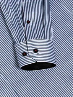 Wam Denim Overhemd Lange Mouwen|Nancy Anthracite Striped Overhemd Lange Mouw