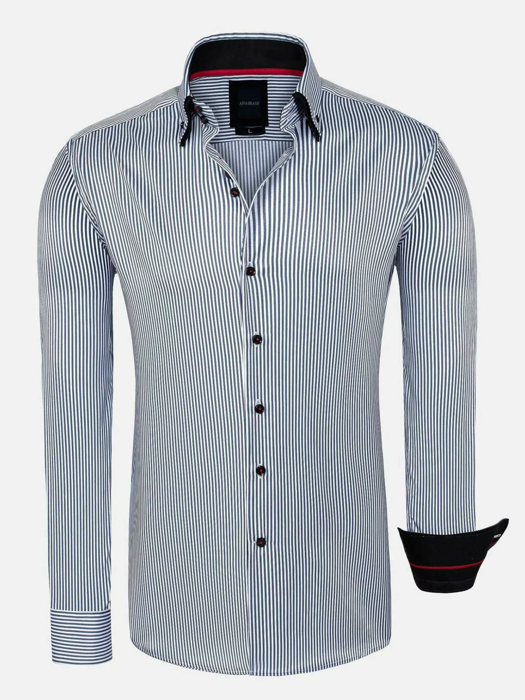 Wam Denim Overhemd Lange Mouwen|Nancy Anthracite Striped Overhemd Lange Mouw