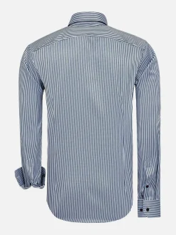 Wam Denim Overhemd Lange Mouwen|Nancy Anthracite Striped Overhemd Lange Mouw
