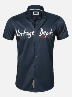 Wam Denim Overhemd Korte Mouwen|Overhemd Korte Mouw Emble Navy