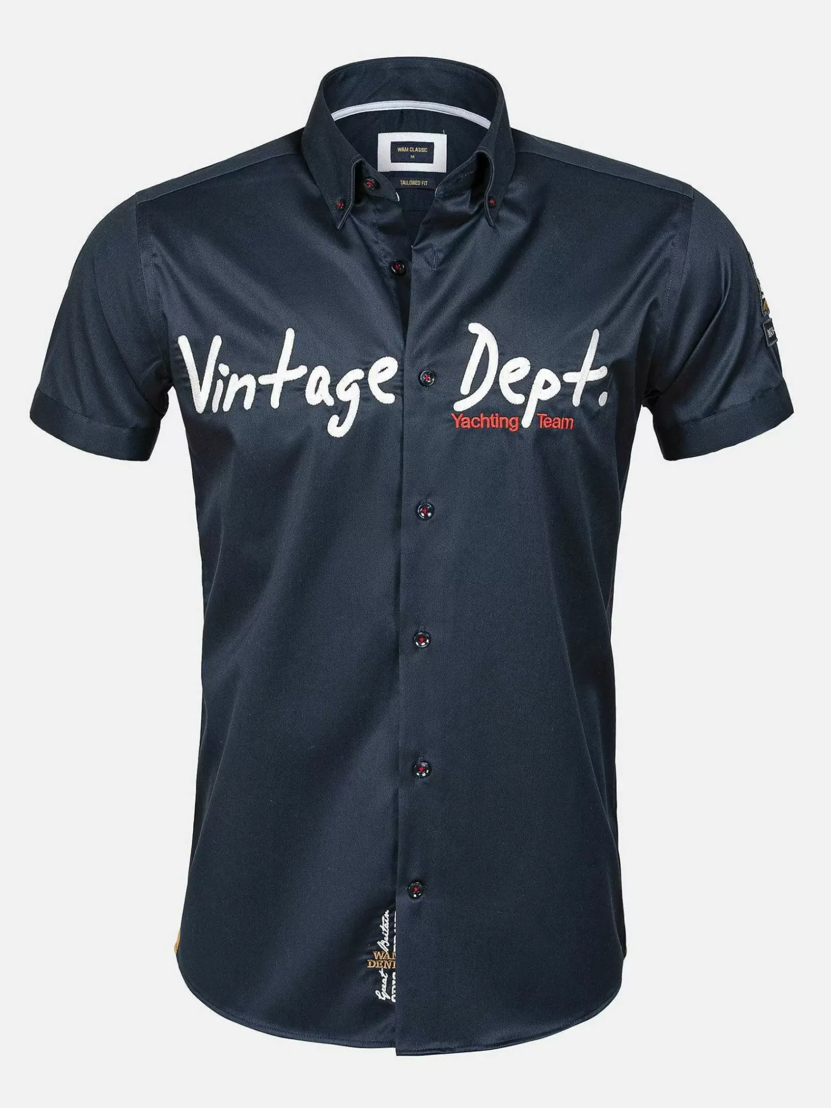 Wam Denim Overhemd Korte Mouwen|Overhemd Korte Mouw Emble Navy