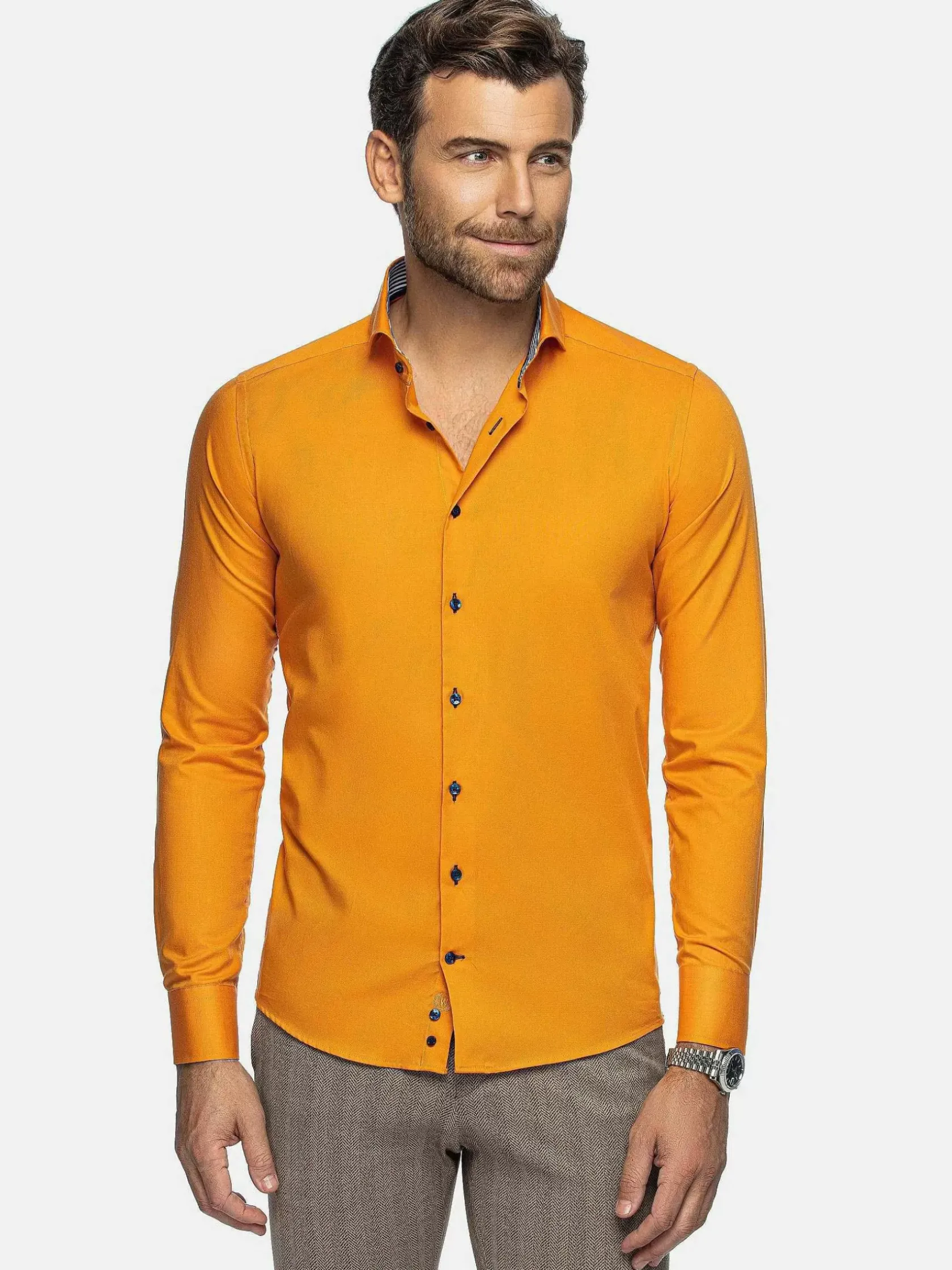 Wam Denim Overhemd Lange Mouwen|Overhemd Lange Mouw 75698 Cruise Orange