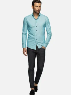 Wam Denim Overhemd Lange Mouwen|Overhemd Lange Mouw 75694 Murial Turquoise