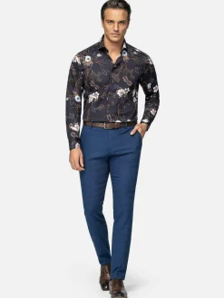 Wam Denim Overhemd Lange Mouwen|Overhemd Lange Mouw 75710 Wisconsin Navy
