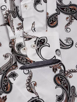 Wam Denim Overhemd Lange Mouwen|Paisley White Floral Print Overhemd Lange Mouw