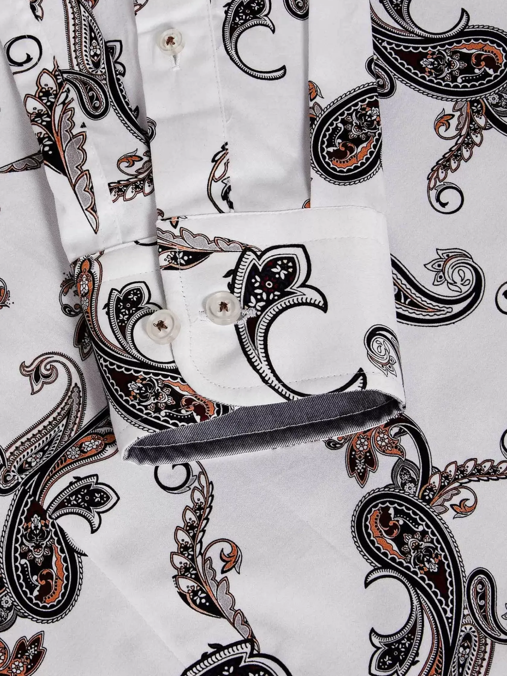 Wam Denim Overhemd Lange Mouwen|Paisley White Floral Print Overhemd Lange Mouw