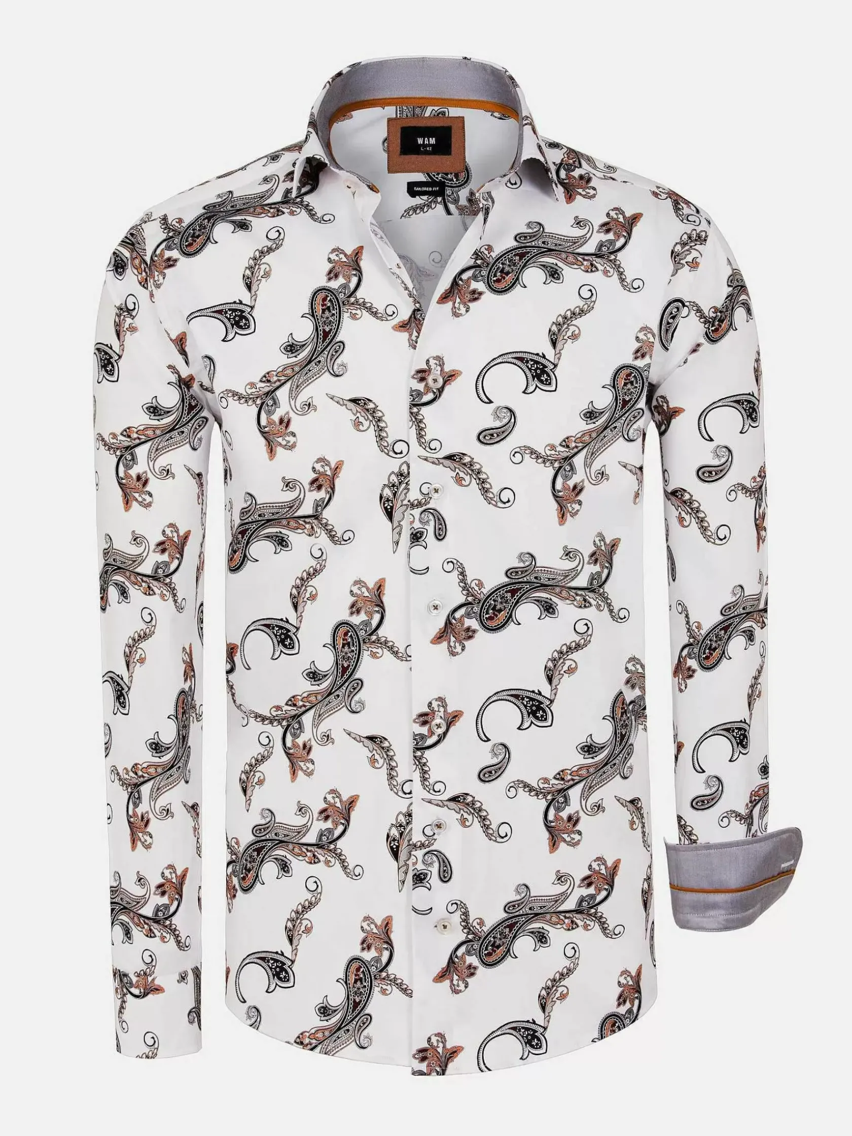 Wam Denim Overhemd Lange Mouwen|Paisley White Floral Print Overhemd Lange Mouw