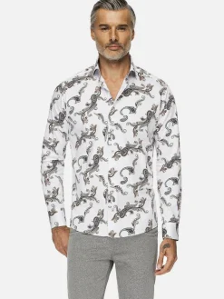 Wam Denim Overhemd Lange Mouwen|Paisley White Floral Print Overhemd Lange Mouw