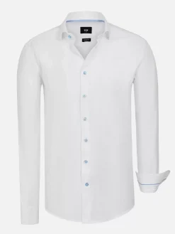 Wam Denim Overhemd Lange Mouwen|Pearl Solid White Overhemd Lange Mouw