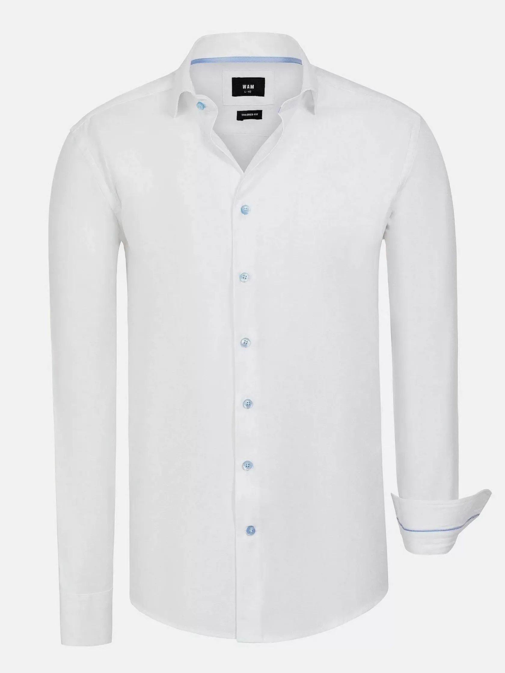 Wam Denim Overhemd Lange Mouwen|Pearl Solid White Overhemd Lange Mouw