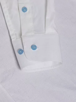 Wam Denim Overhemd Lange Mouwen|Pearl Solid White Overhemd Lange Mouw