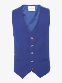 Wam Denim Gilets|Plaid Vest Royal Blue