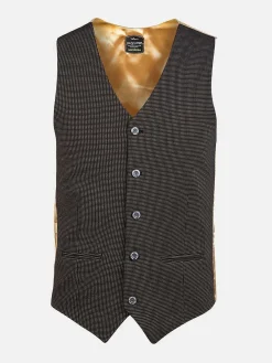 Wam Denim Gilets|Plaid Vest Trieste 74094 Black Brown