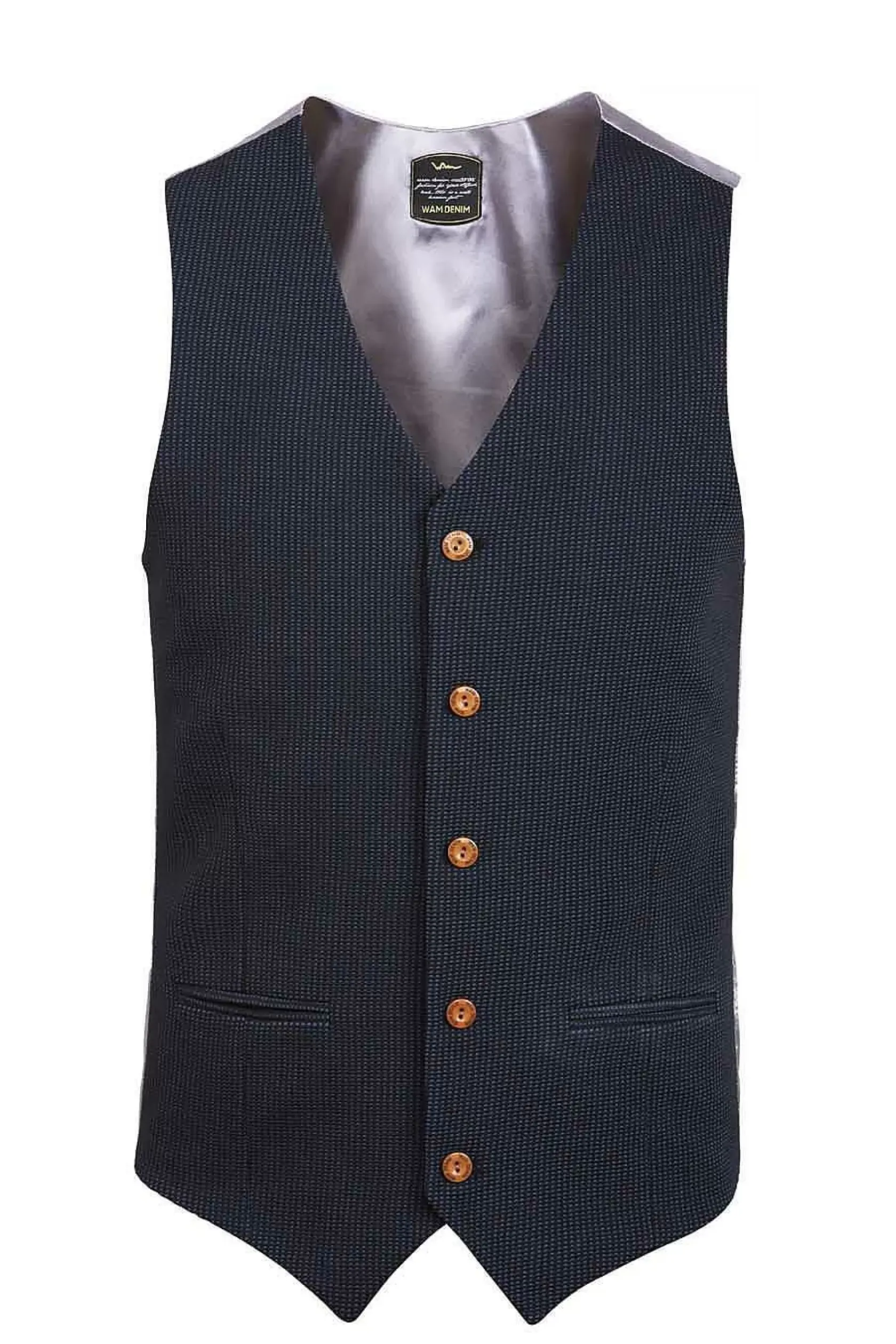 Wam Denim Gilets|Plaid Vest Trieste 74094 Light Indigo