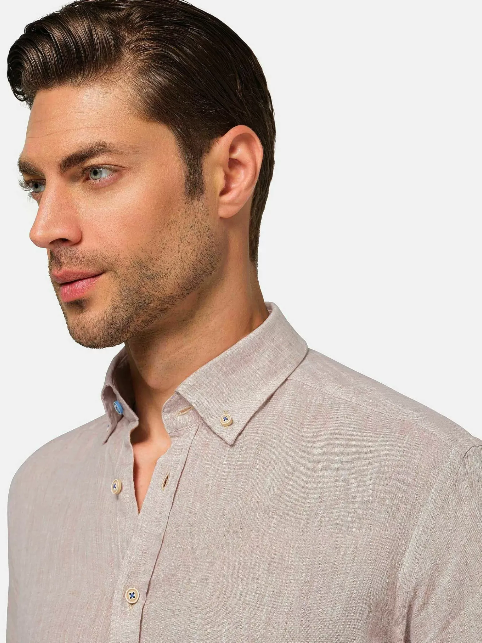 Wam Denim Overhemd Lange Mouwen|Redention Linen Beige Overhemd Lange Mouw