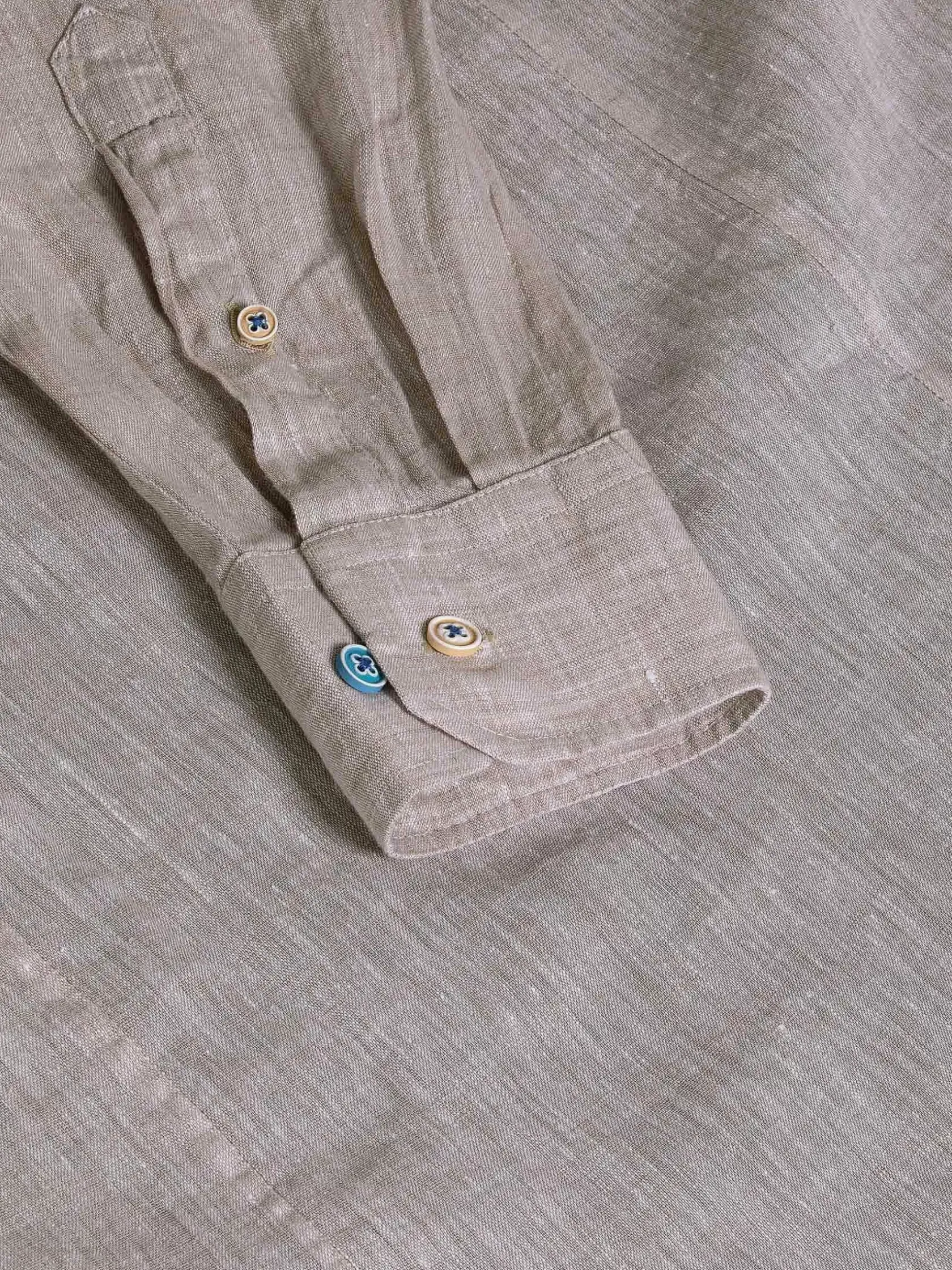 Wam Denim Overhemd Lange Mouwen|Redention Linen Beige Overhemd Lange Mouw