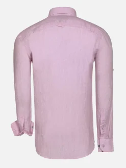 Wam Denim Overhemd Lange Mouwen|Redention Linen Pink Overhemd Lange Mouw