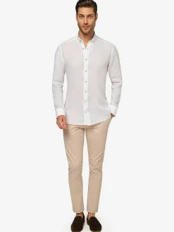 Wam Denim Overhemd Lange Mouwen|Redention Linen White Overhemd Lange Mouw