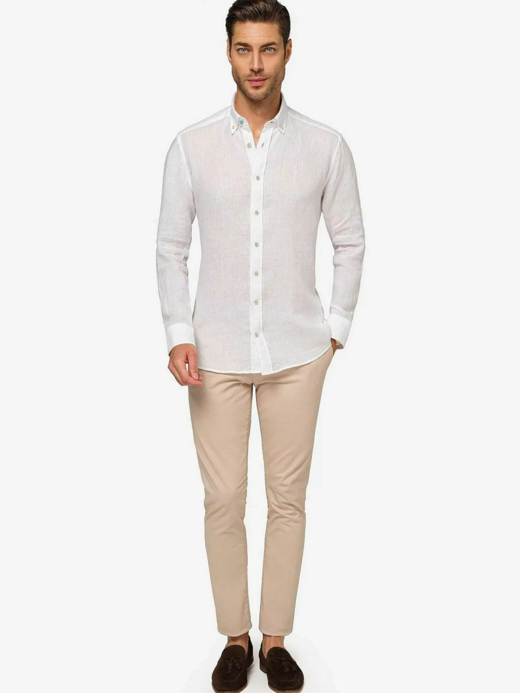 Wam Denim Overhemd Lange Mouwen|Redention Linen White Overhemd Lange Mouw