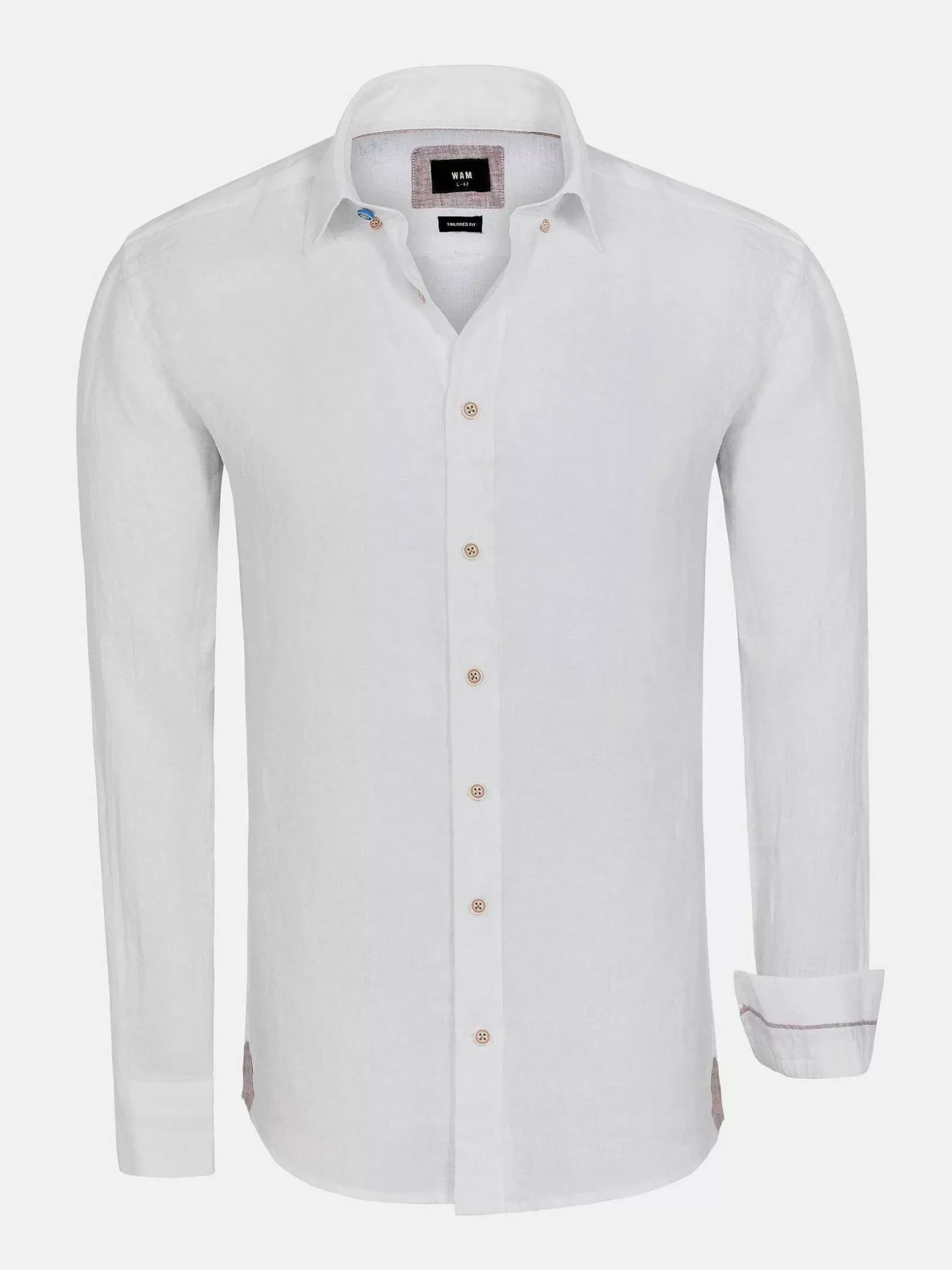 Wam Denim Overhemd Lange Mouwen|Redention Linen White Overhemd Lange Mouw