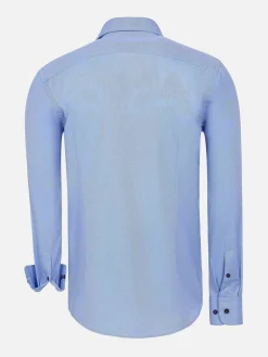 Wam Denim Overhemd Lange Mouwen|Redon Blue Poplin Plain Overhemd Longe Mouw