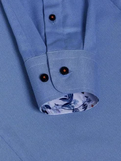 Wam Denim Overhemd Lange Mouwen|Redon Indigo Poplin Plain Overhemd Longe Mouw