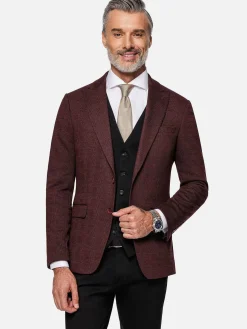 Wam Denim Colberts|Red Wood Wide Lapel Dark Red Black Suit Colbert