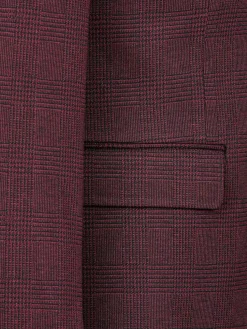Wam Denim Colberts|Red Wood Wide Lapel Dark Red Black Suit Colbert