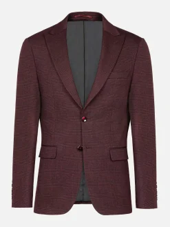 Wam Denim Colberts|Red Wood Wide Lapel Dark Red Black Suit Colbert