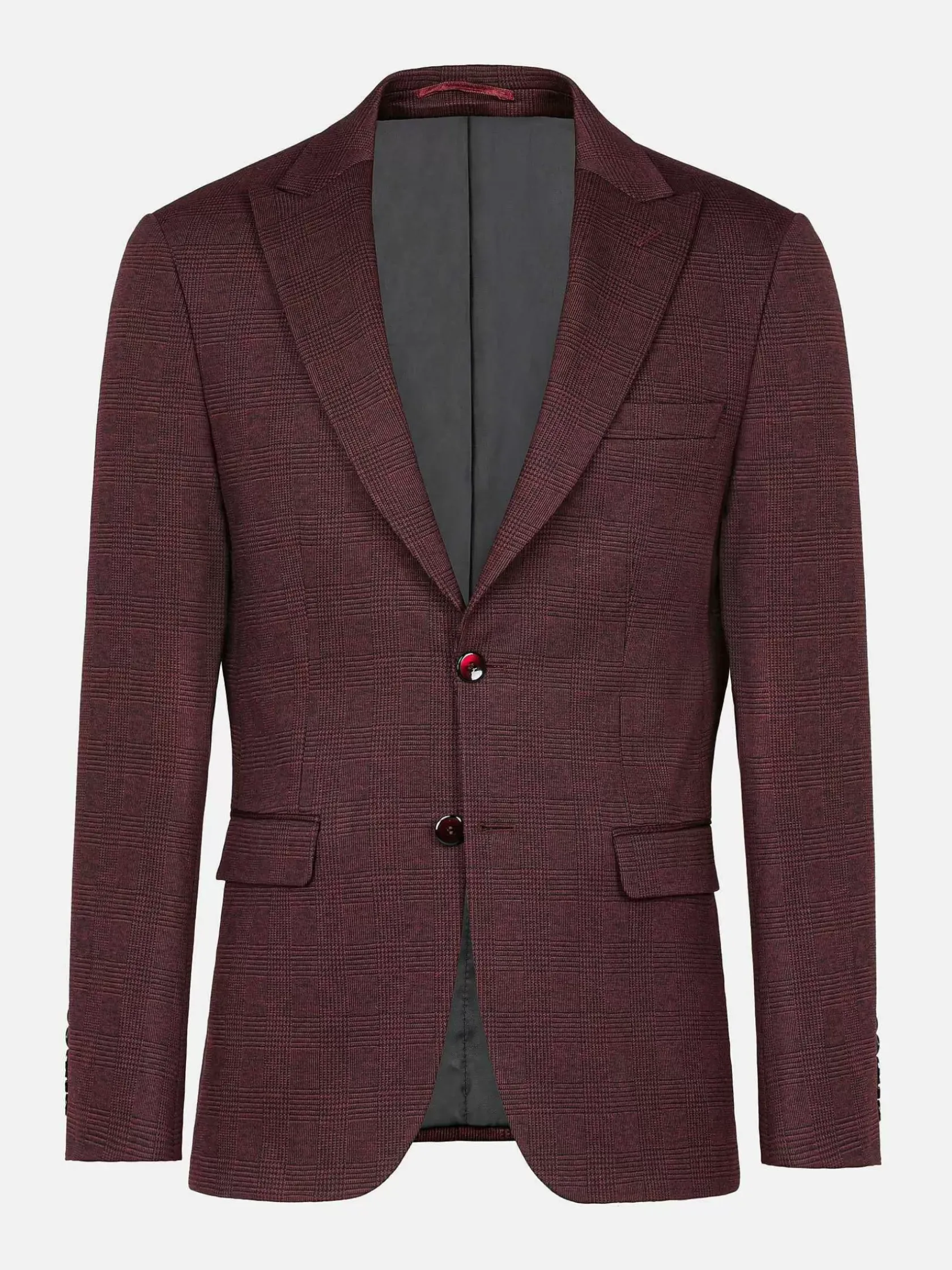 Wam Denim Colberts|Red Wood Wide Lapel Dark Red Black Suit Colbert