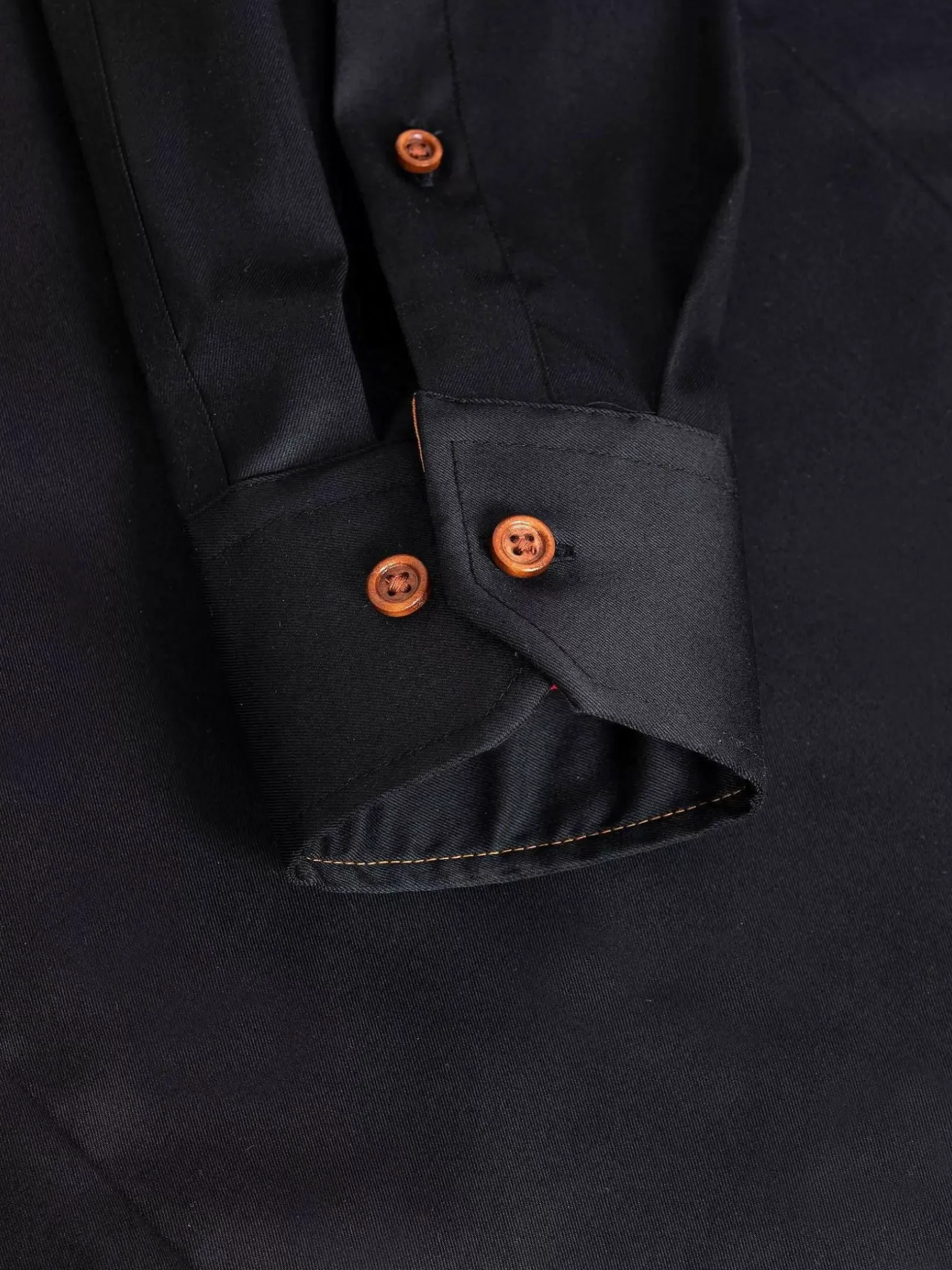 Wam Denim Overhemd Lange Mouwen|Romney Solid Black Overhemd Lange Mouw