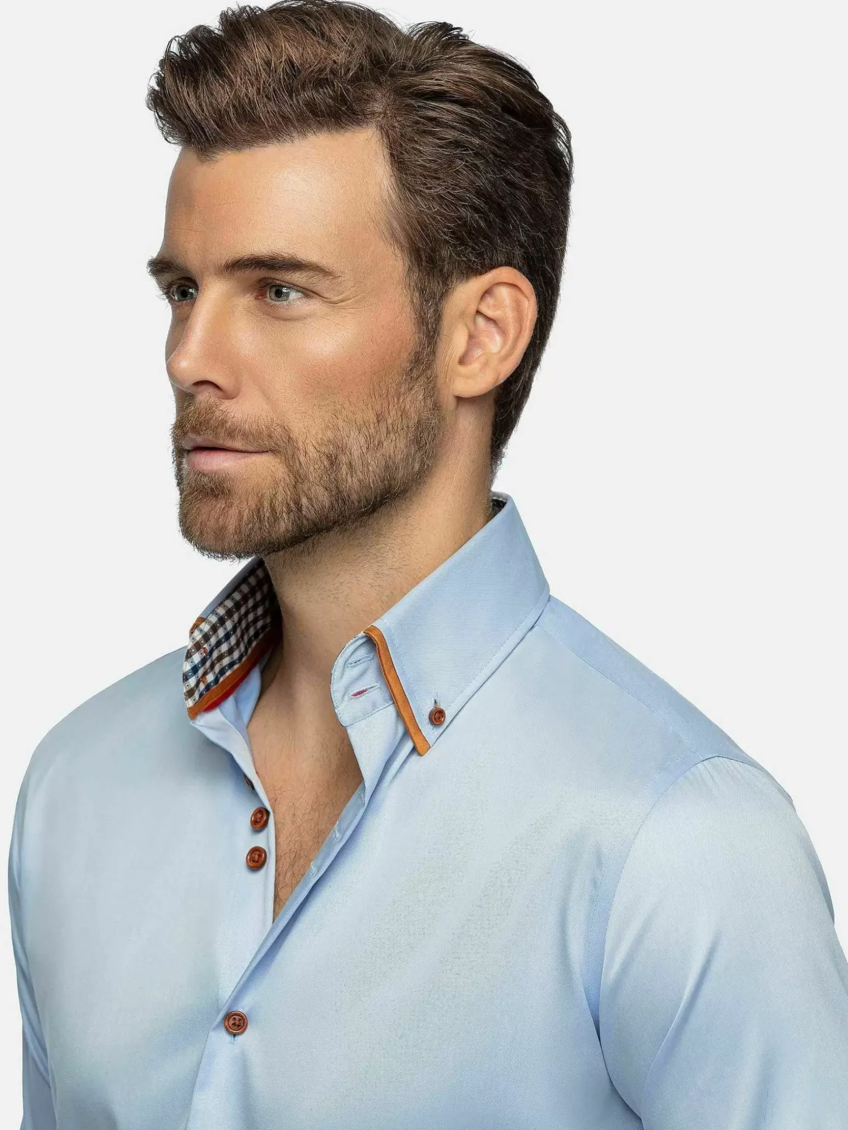 Wam Denim Overhemd Lange Mouwen|Romney Solid Light Blue Overhemd Lange Mouw