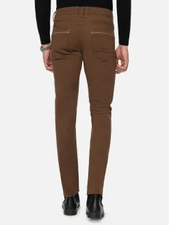 Wam Denim Jeans|Santiago Slim Fit Textured Brown Jeans
