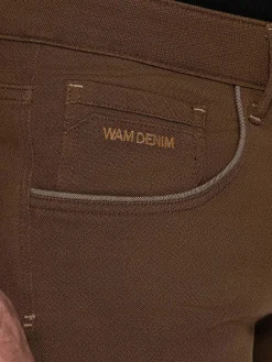 Wam Denim Jeans|Santiago Slim Fit Textured Brown Jeans