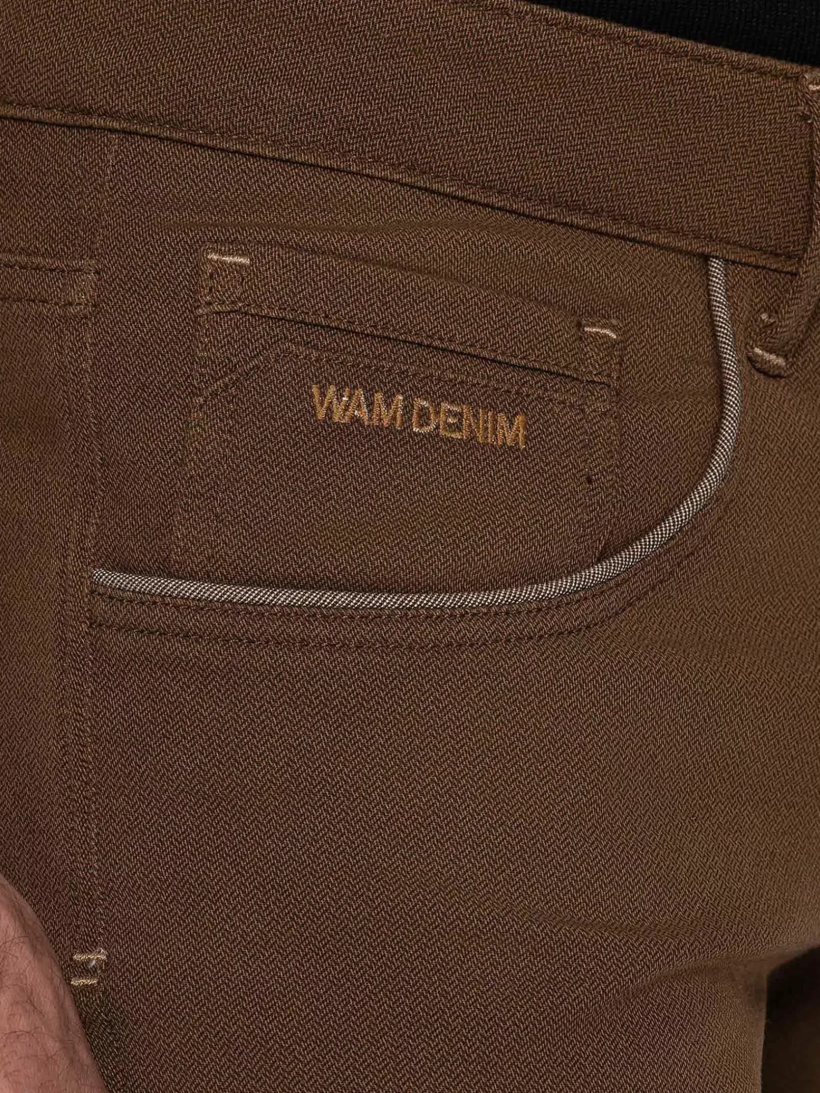 Wam Denim Jeans|Santiago Slim Fit Textured Brown Jeans