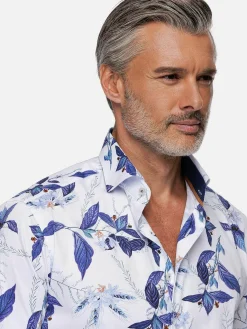Wam Denim Overhemd Lange Mouwen|Santorini White Floral Print Overhemd Lange Mouw