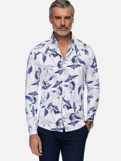 Wam Denim Overhemd Lange Mouwen|Santorini White Floral Print Overhemd Lange Mouw